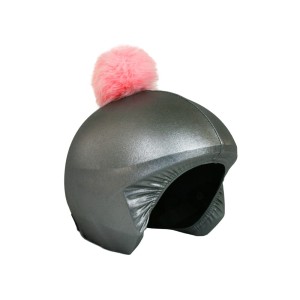 Nakładka na kask COOLCASC Exclusive Grey Pink Pon-Pon