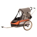 Przyczepka rowerowa WIKE Premium Double 3w1 pomarańczowo-szara 