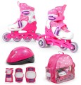 Wrotko-rolki regulowane + kask + ochraniacze + torba Combo Pink roz. 26-29